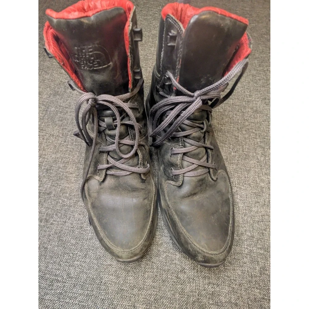 North Face Boots Primaloft Waterproof Insulated Black Red Men US 14 Hiking Shoes